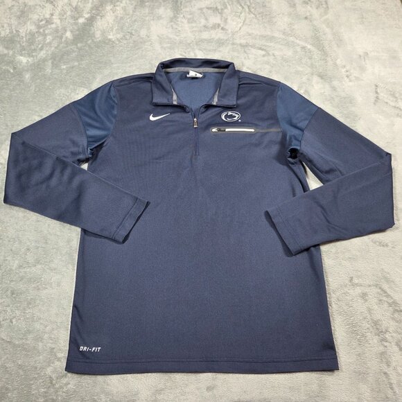 Penn State Shirt Mens Medium Nike Blue 1/4 Zip Lightweight DriFit PSU Pullover - Picture 1 of 9